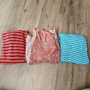 Lot 3 LulaRoe Cardigans Sz Small Blue Strip Lindsey Floral Sarah Red Strip Joy